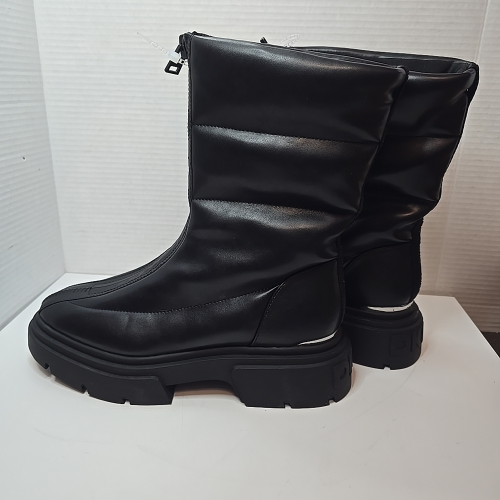 Dkny Fiza Zip up Winter Boots K4456523 Women's Size 8.5 US Black Retail $300 New